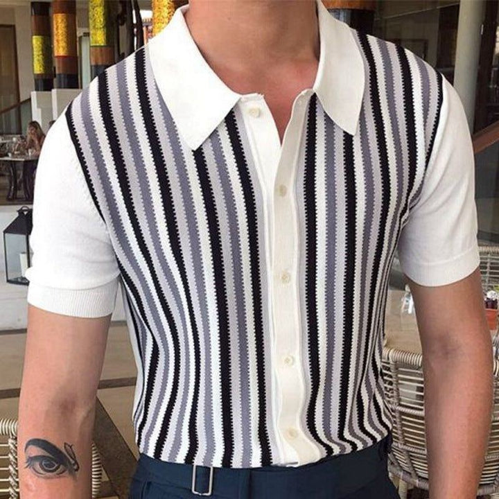 Black And White Stripes Contrast Color Knitwear Men - Jointcorp