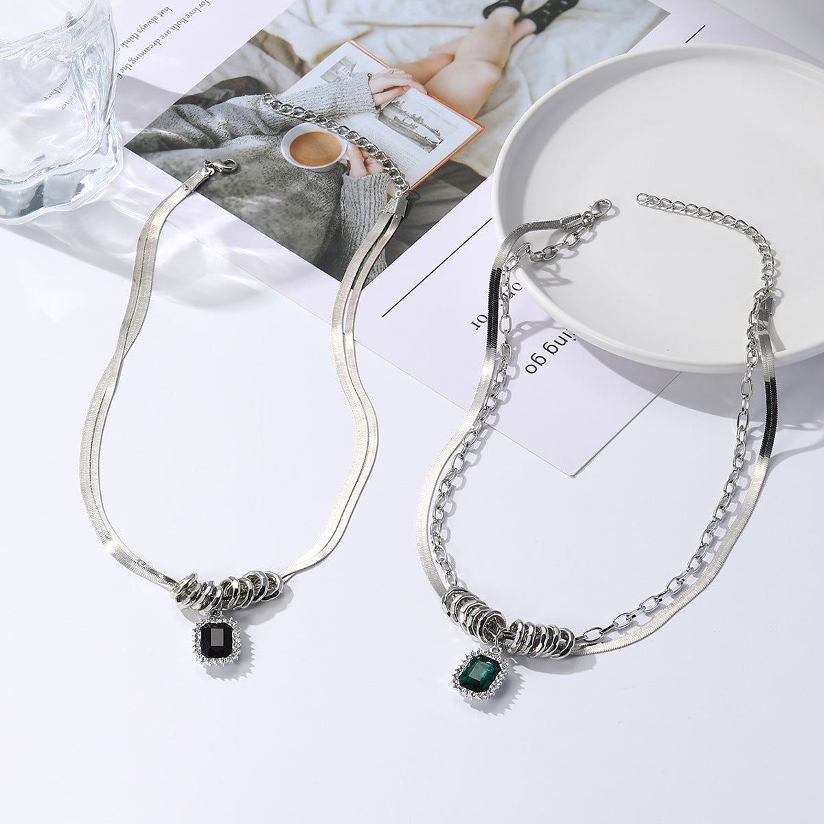 Hip Hop Chain Like Flat Snake Ins Style Double Layer Necklace - Jointcorp