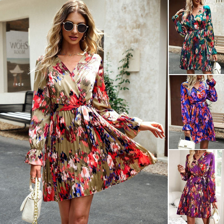 Women's Fashion Temperament Printed Short Sleeve Dress - Jointcorp