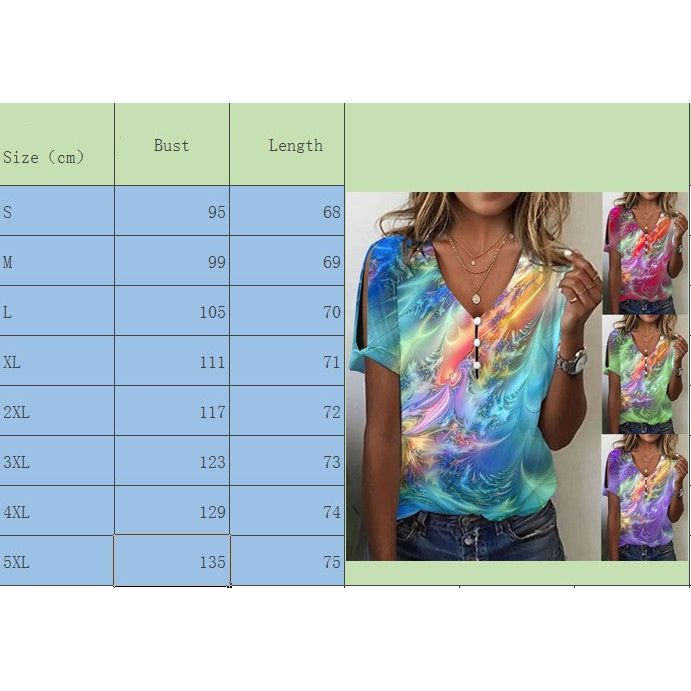 Ladies New Tie-dye Short Sleeve T-shirt Top