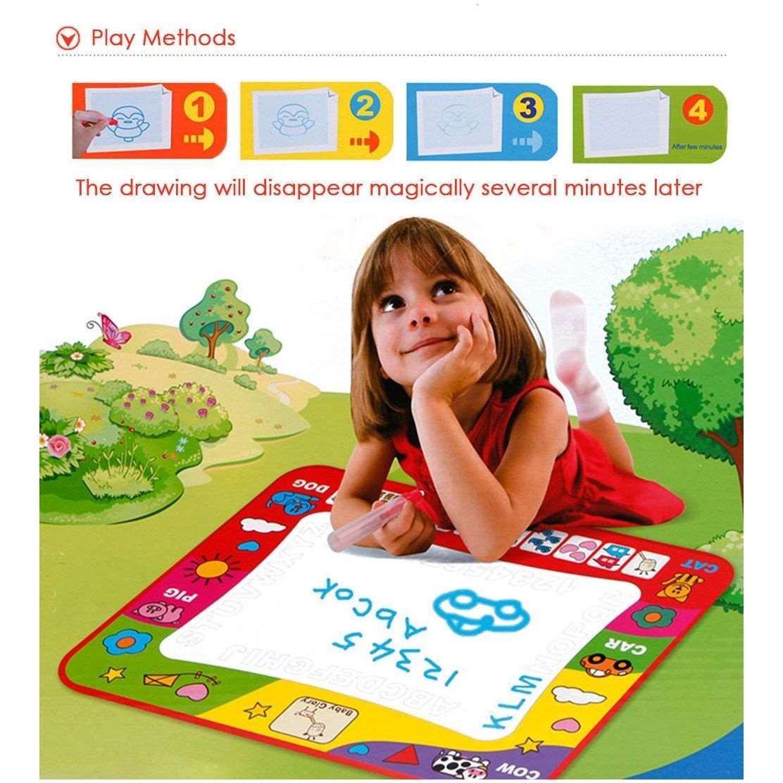 80 x 60cm Baby Kids Add Water with Magic Pen Doodle Painting Picture Water Drawing Play Mat in Drawing Toys Board Gift Christmas