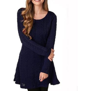 Women Causal  Short Sweater Dress Female Autumn Winter White Long Sleeve Loose knitted Sweaters Dresses - Jointcorp