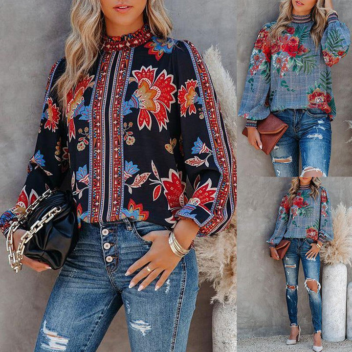 Autumn Women's Fashion Printed Long Sleeve Loose Casual Shirt - Jointcorp