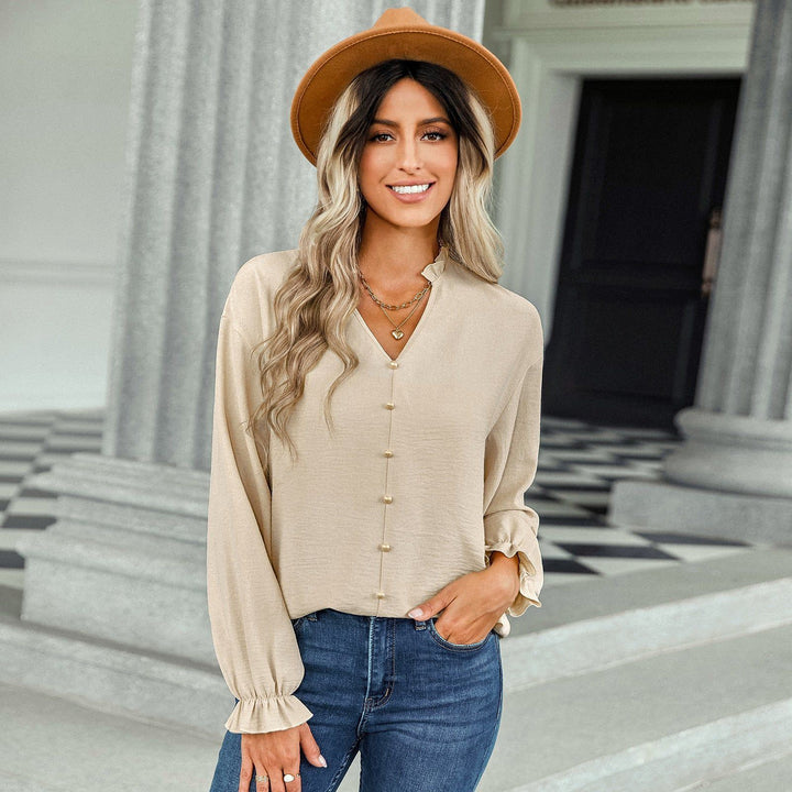 Fashion Button Decoration Solid Color Shirt - Jointcorp