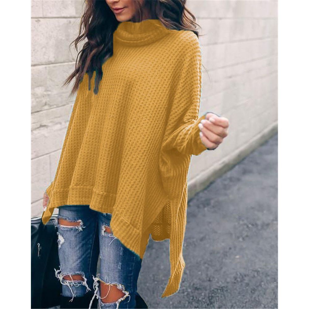 Autumn New Fashion High Collar Long Sleeve Irregular Women's Top Sweater - Jointcorp