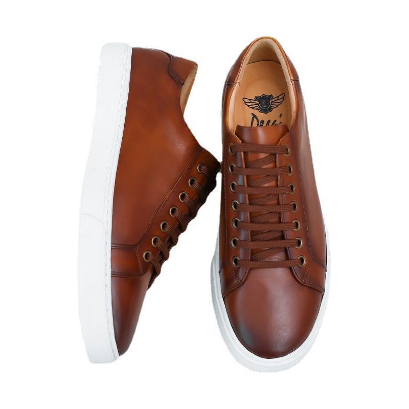 Men's Casual Leather Toe Top Layer Cowhide Soft Sole - Jointcorp
