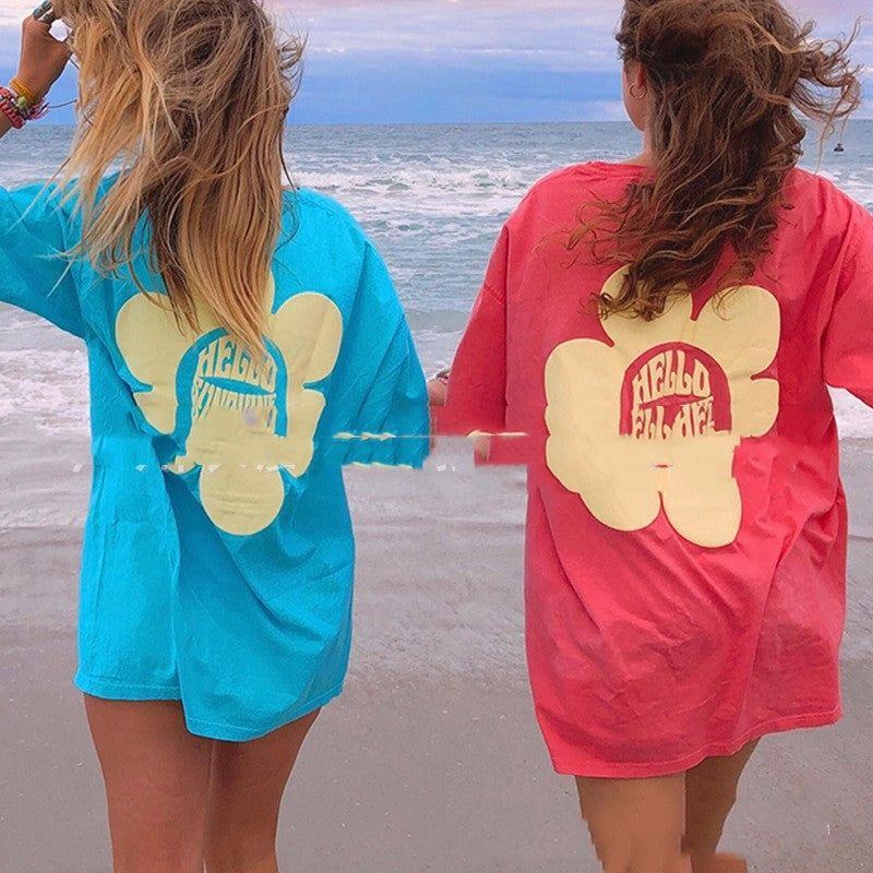 SUNFLOWER Printed Loose Round Neck Summer T-shirt