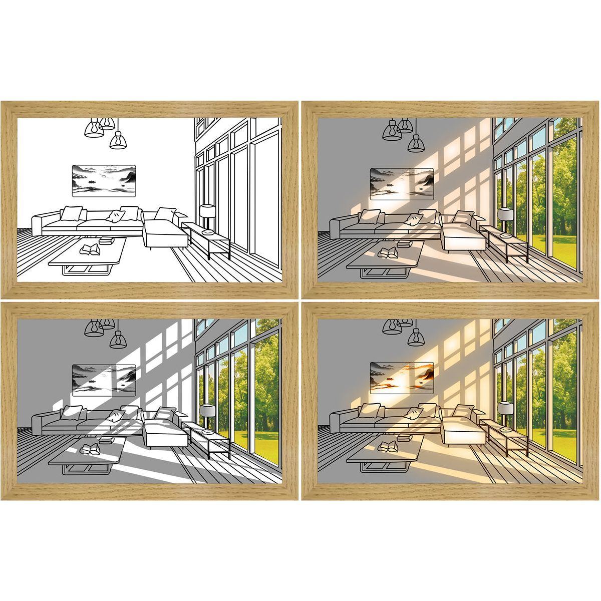 Illuminated Picture LED Decorative Light Painting Bedside Picture Style Creative Modern Simulate Sunshine Drawing Night Light Gift
