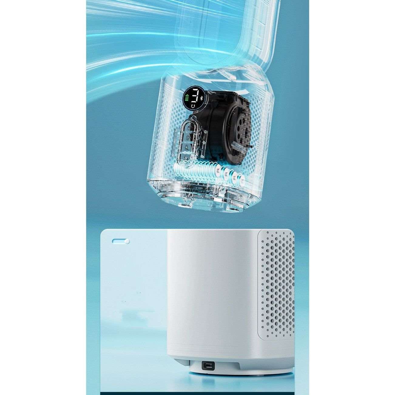 2023 New Multi-functional Bladeless Fan Bluetooth Speaker LED Night Light For Home Room Decoration