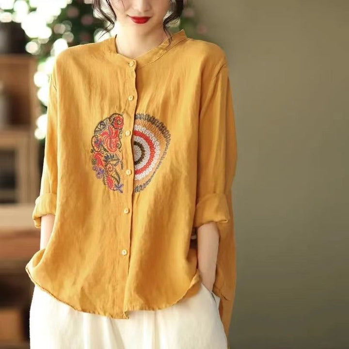 Casual Large Size Literary Cotton Hemp Long Sleeve T-shirt - Jointcorp