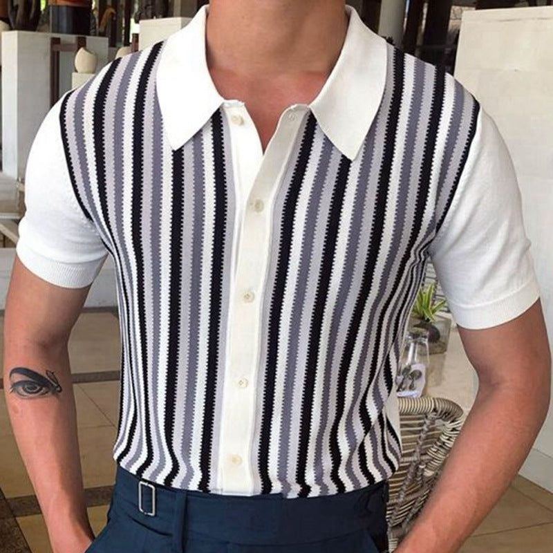 Black And White Stripes Contrast Color Knitwear Men - Jointcorp