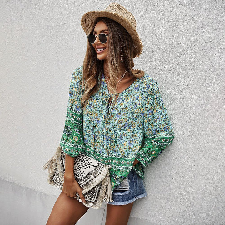 Women's Bohemian Style Top Printed Shirt - Jointcorp