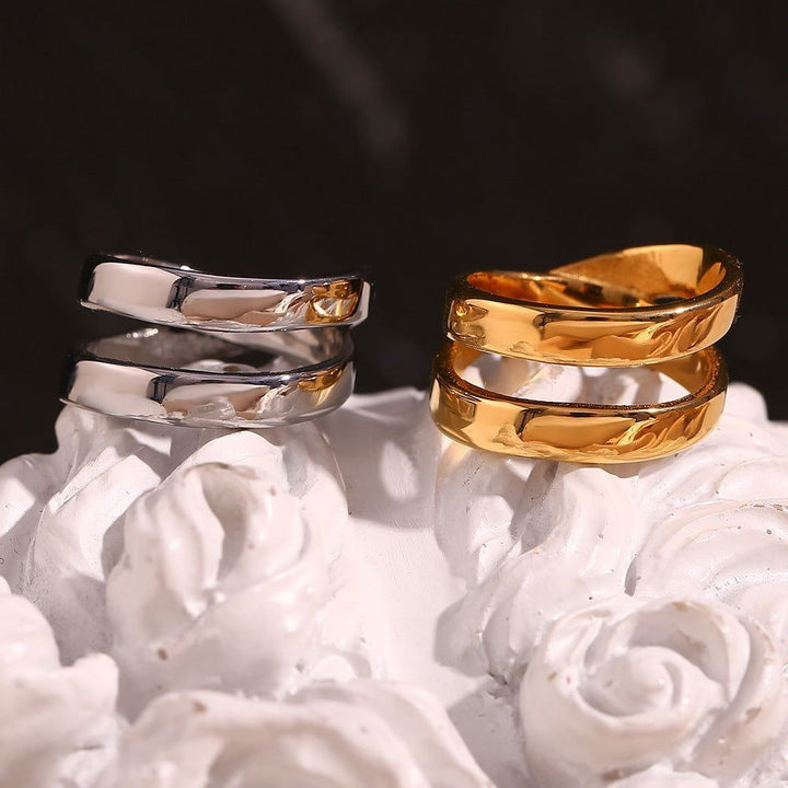 Simple double cross ring-gold color - Jointcorp