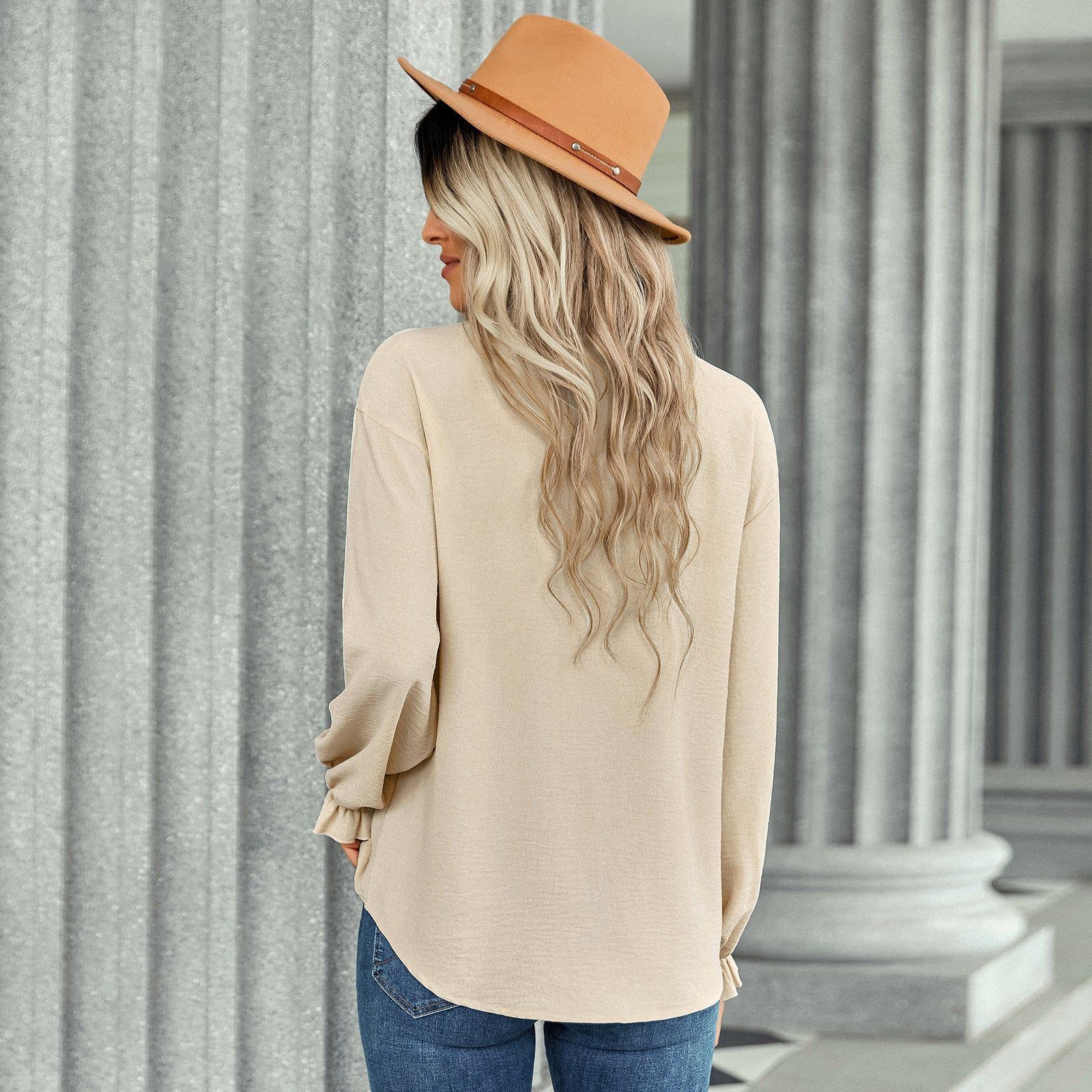 Fashion Button Decoration Solid Color Shirt - Jointcorp
