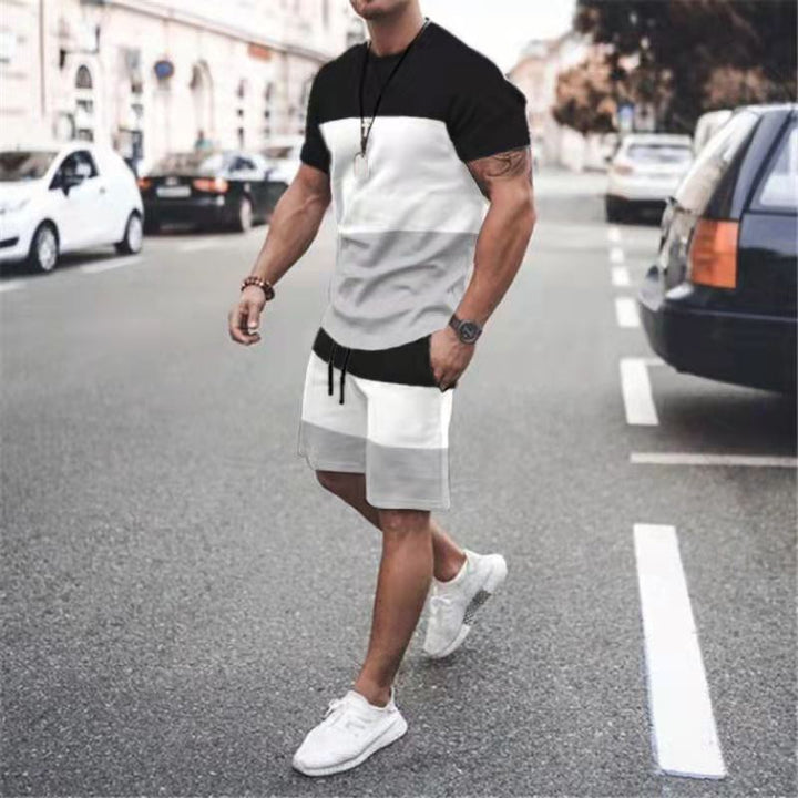 Men's Loose Fashion Casual Round Neck T-shirt Two-piece Set - Jointcorp
