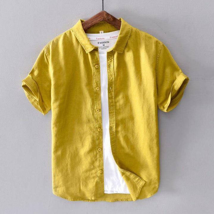 Men's Casual Cotton And Linen Short Sleeve Shirt - Jointcorp