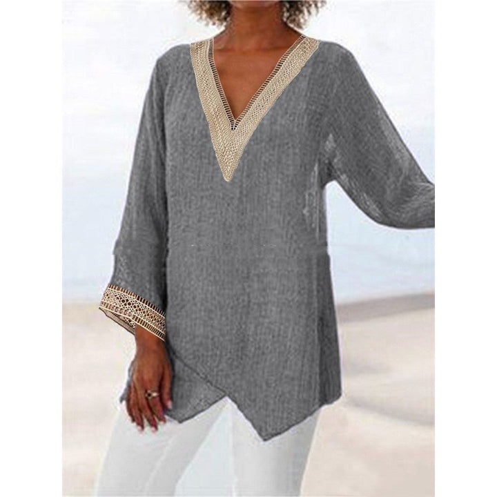 Solid Color Cotton And Linen Casual Top Irregular