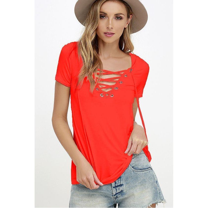 Women's Fashion Casual Solid Color Short-sleeved Tops