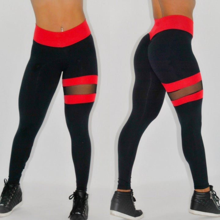Thigh Double Ring Contrast Color Yoga Pants High Stretch Leggings - Jointcorp