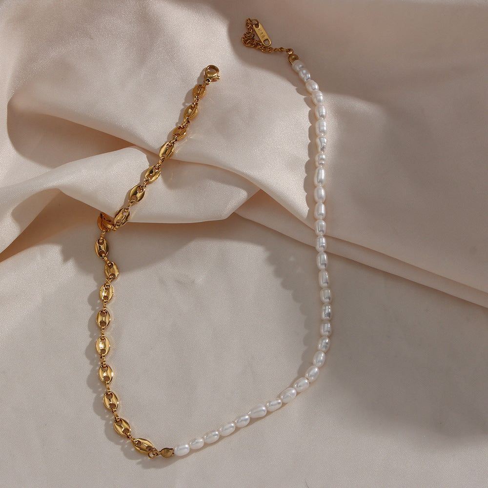 Women's Simple Fashionable Asymmetric Freshwater Pearl Necklace - Jointcorp