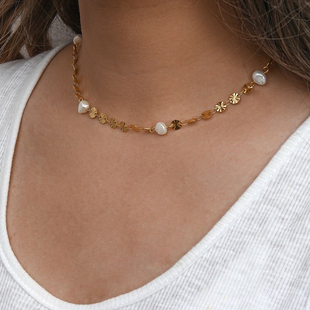 Round Snowflake Freshwater Pearl Bracelet Necklace For Women - Jointcorp