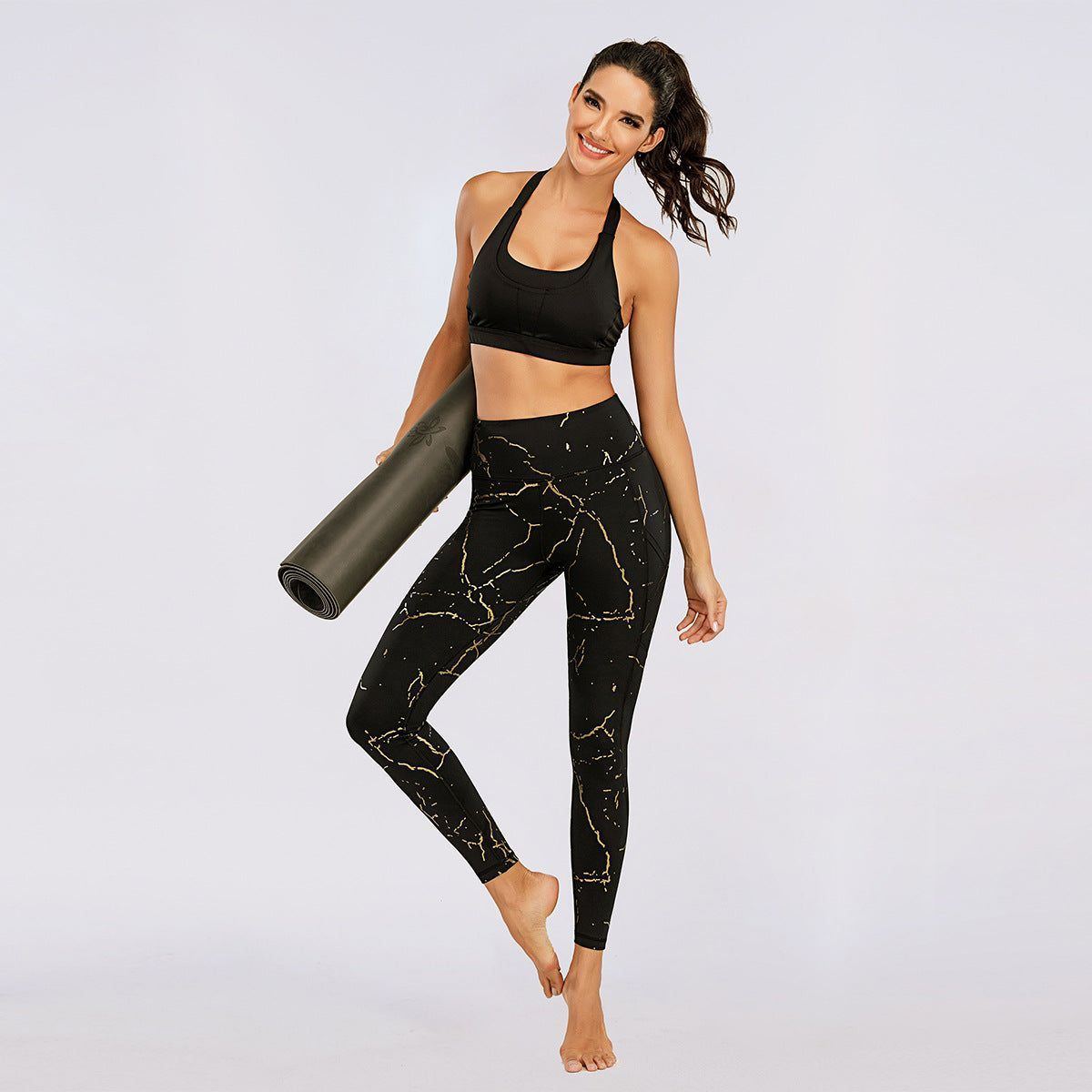 Hip-Lifting Yoga Pants Bronzing Slim High Waist Leggings - Jointcorp