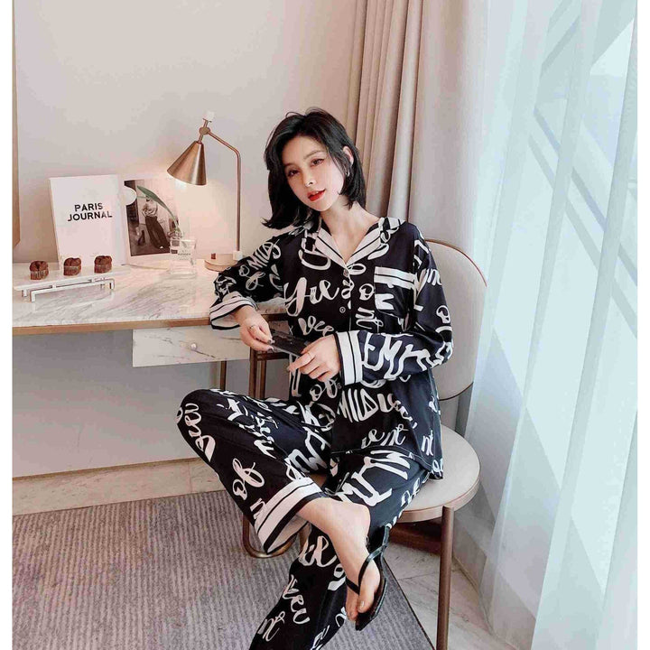 Printed pajamas spring and autumn simulation silk - Jointcorp