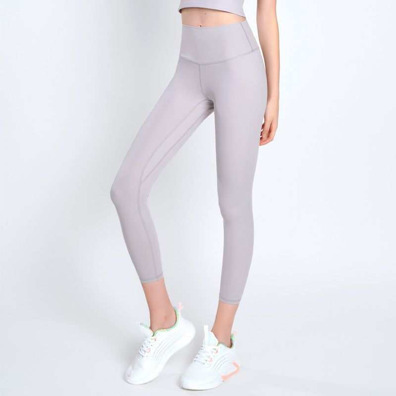 High Waist Nude Feel Yoga Clothes Thin Fitness Pants Cropped Leggings