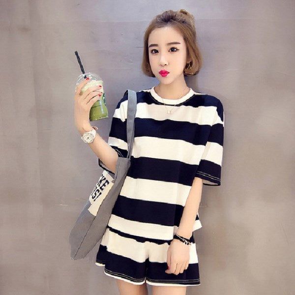 Women Pajamas Set Thin Short Sleeve Cute Sleepwear Homewear - Jointcorp