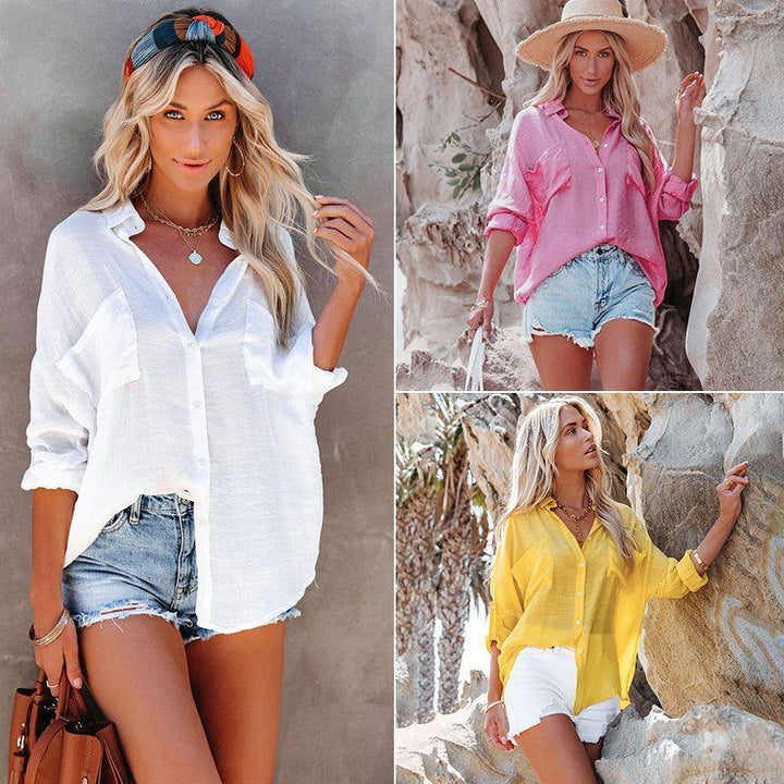Ladies Slub Shirt Beach Jacket