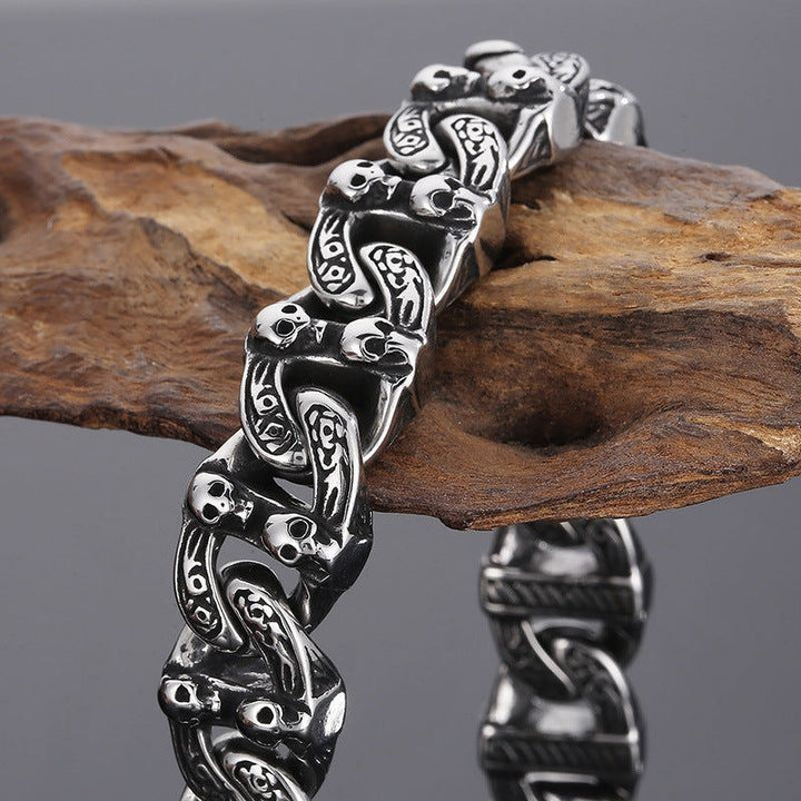 Retro Exaggerated Skull Titanium Steel Men's Spring Fastener Bracelet - Jointcorp