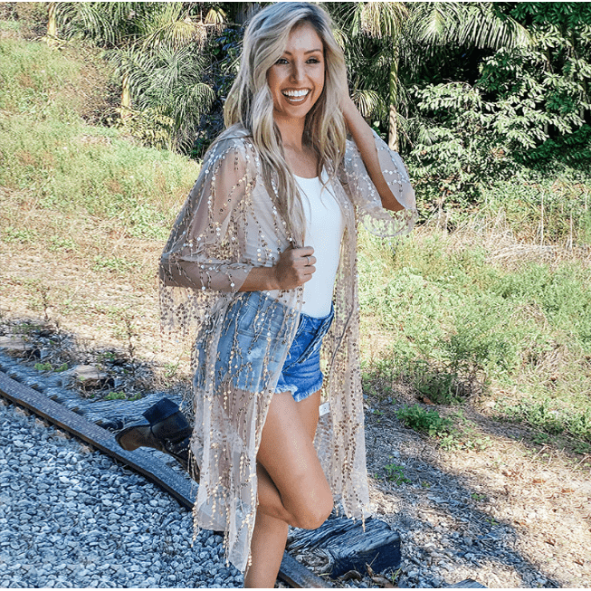 Sequined Transparent Mid-length Cardigan For Women Autumn