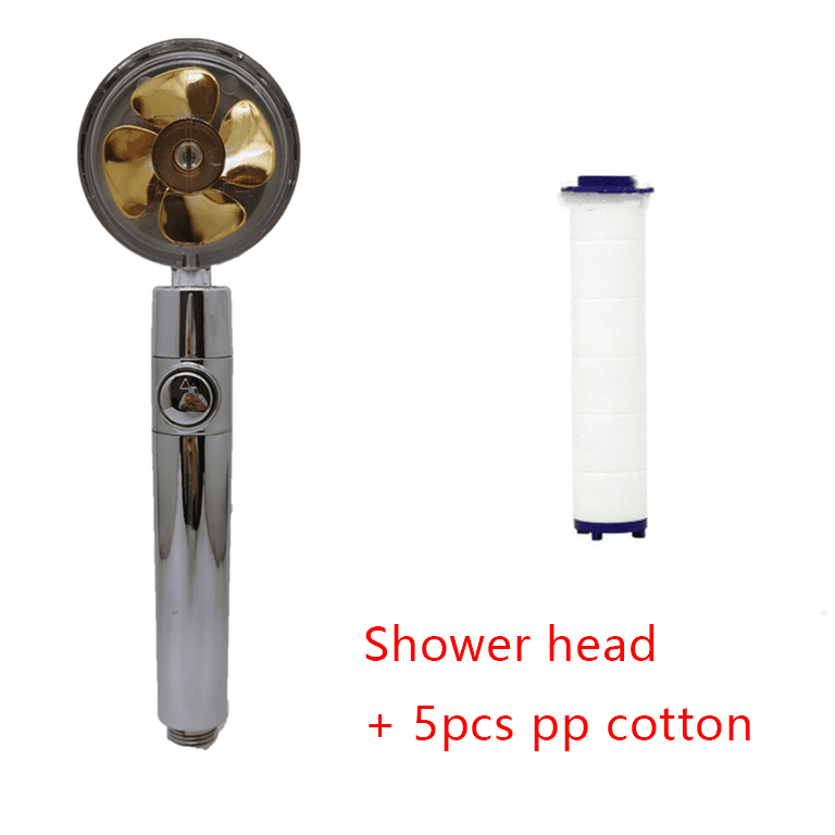 Shower Head Water Saving Flow 360 Degrees Rotating With Small Fan ABS Rain High Pressure Spray Nozzle Bathroom Accessories
