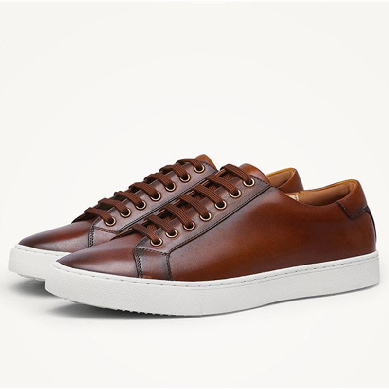 Men's Casual Leather Toe Top Layer Cowhide Soft Sole - Jointcorp