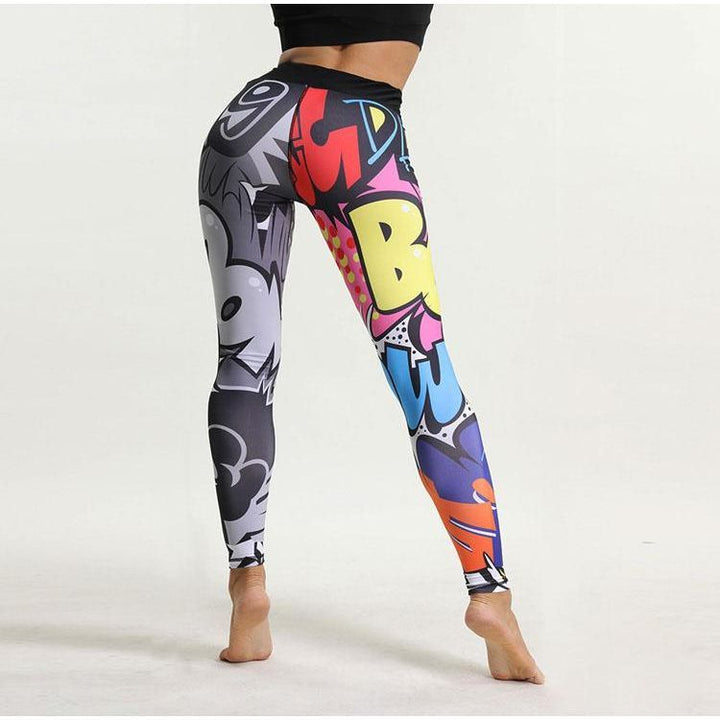 Cartoon pattern 3D printing dag personality high waist yoga pants sports leggings - Jointcorp