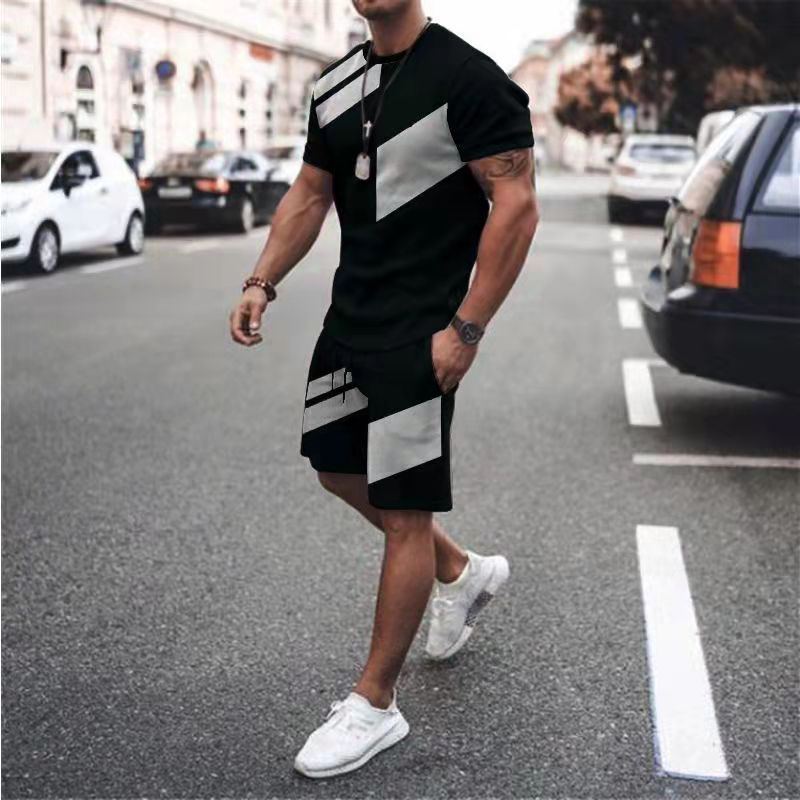 Men's Loose Fashion Casual Round Neck T-shirt Two-piece Set - Jointcorp