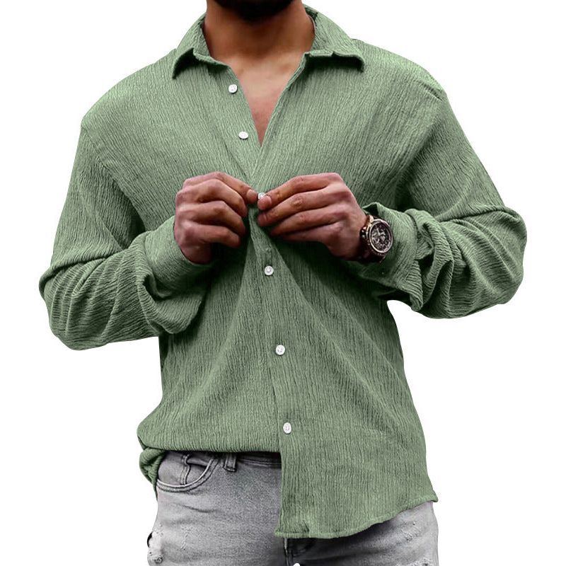 Loose Plus Size Solid Color Shirt Lapel Long Sleeve Casual Shirt - Jointcorp