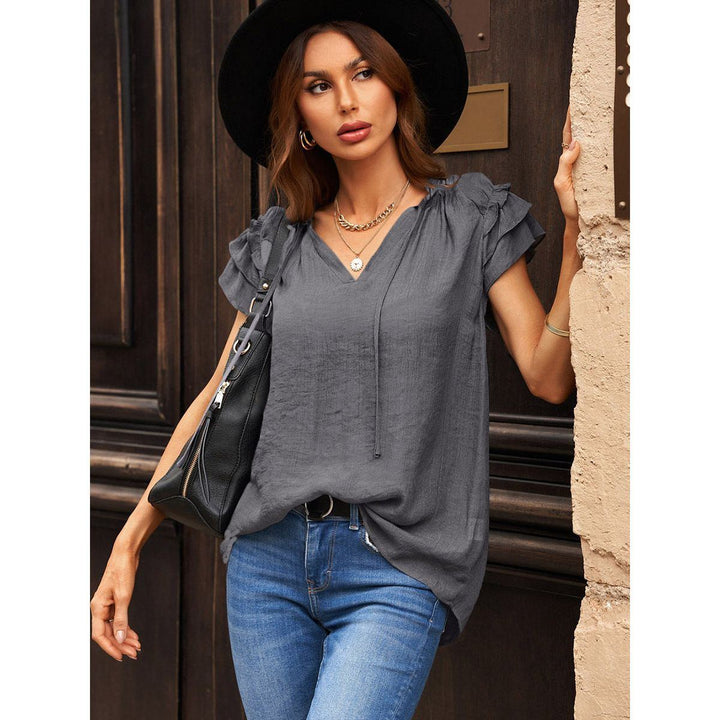 Short Sleeve Top Casual Loose Solid Color T-shirt