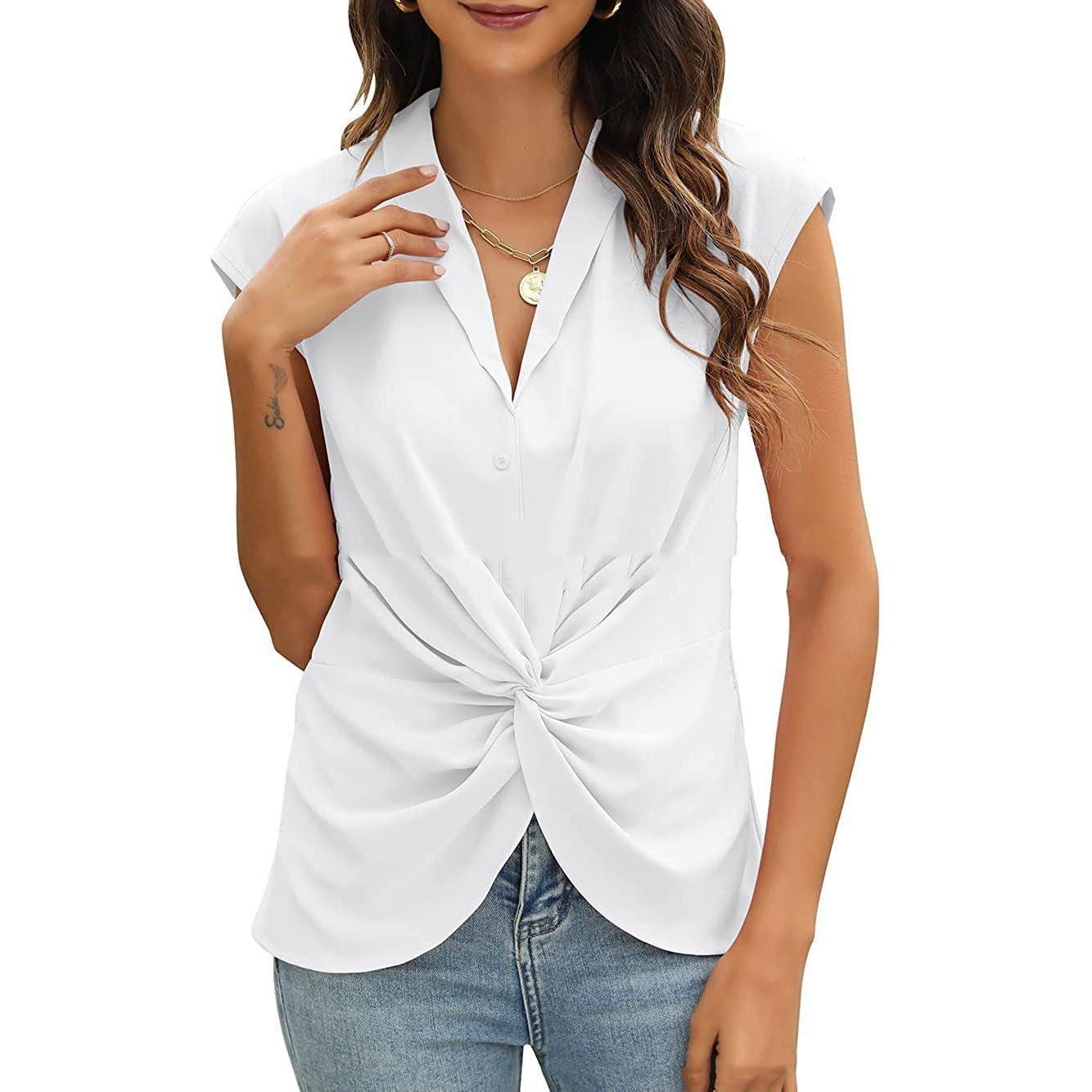 European And American Style Top V-neck Front Kink Vest Shirt - Jointcorp