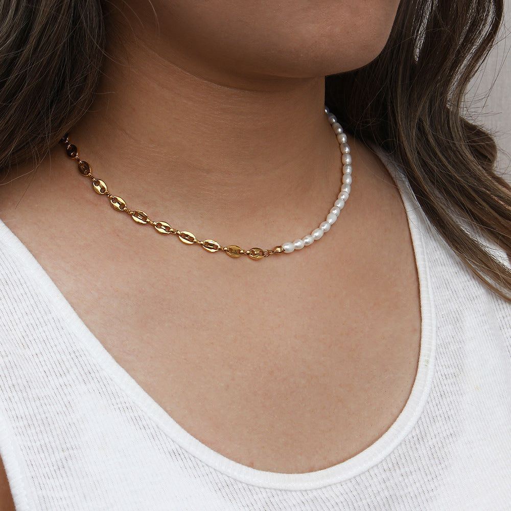 Women's Simple Fashionable Asymmetric Freshwater Pearl Necklace - Jointcorp