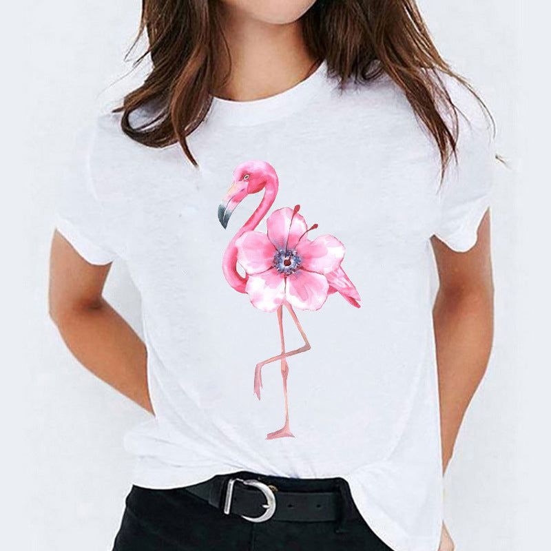 Women's Round Neck Printed T-shirt Short Sleeve - Jointcorp