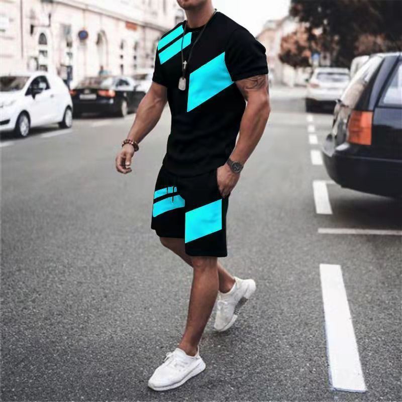 Men's Loose Fashion Casual Round Neck T-shirt Two-piece Set - Jointcorp
