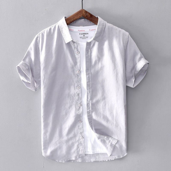 Men's Casual Cotton And Linen Short Sleeve Shirt - Jointcorp