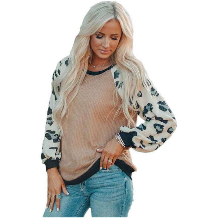 European And American Autumn New Leopard Print Printed Loose T-shirt Women