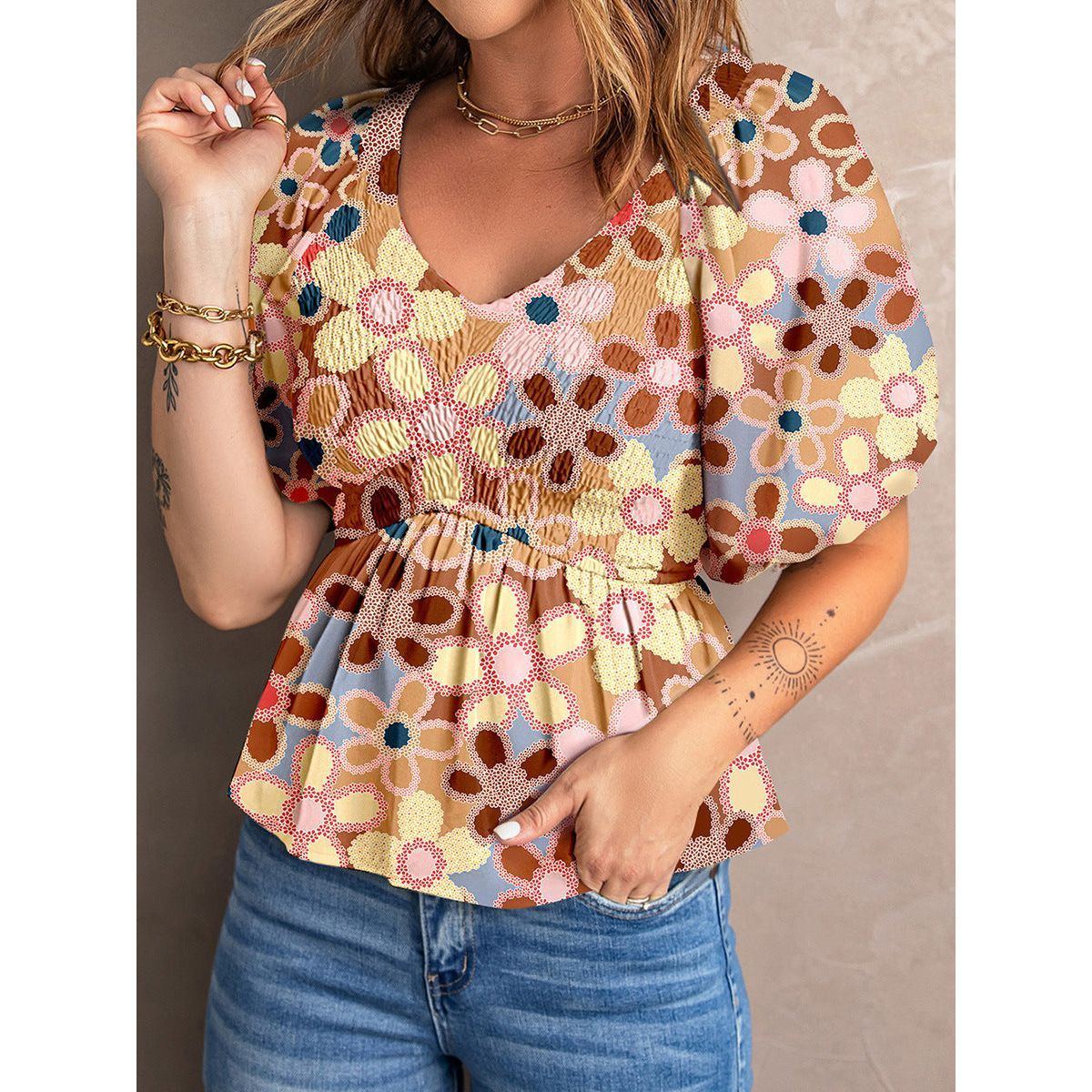 Women's Summer Pullover Puff Sleeve T-shirt