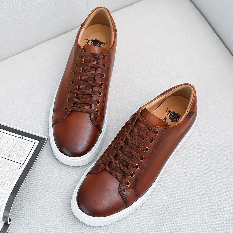 Men's Casual Leather Toe Top Layer Cowhide Soft Sole - Jointcorp