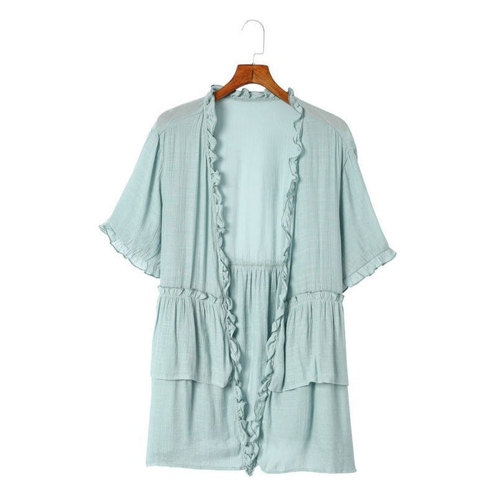 Pure Color Ruffles Cardigan Women's Summer Casual Top - Jointcorp