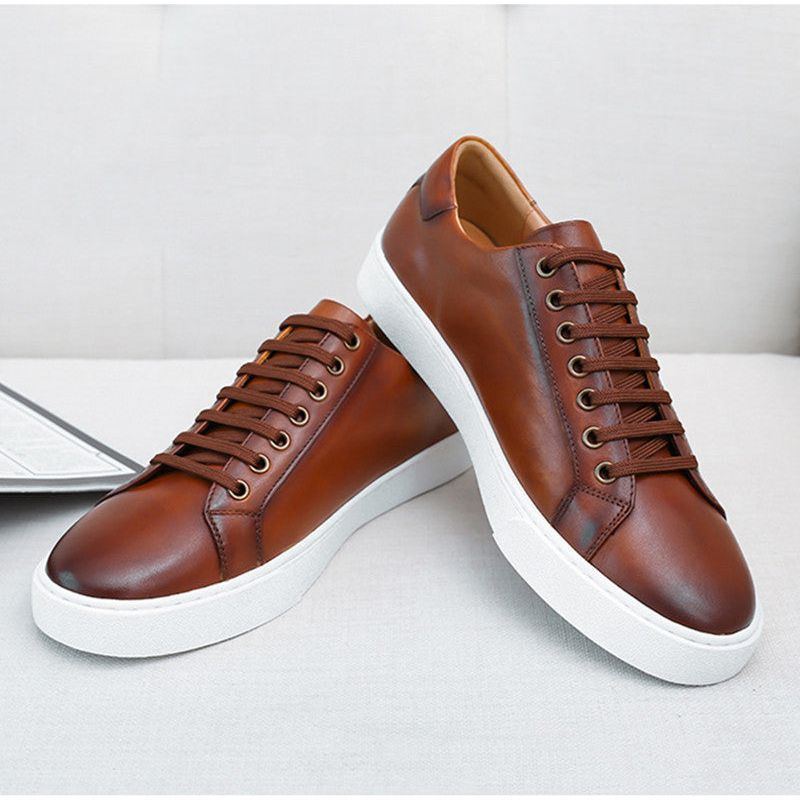 Men's Casual Leather Toe Top Layer Cowhide Soft Sole - Jointcorp
