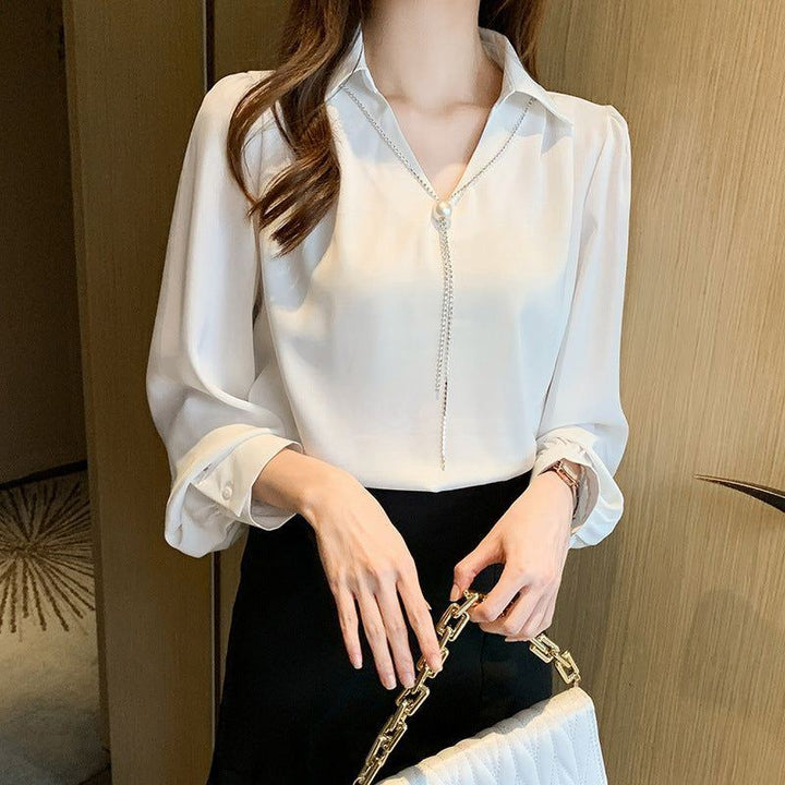 Versatile V-neck Long Sleeve Shirt For Women - Jointcorp
