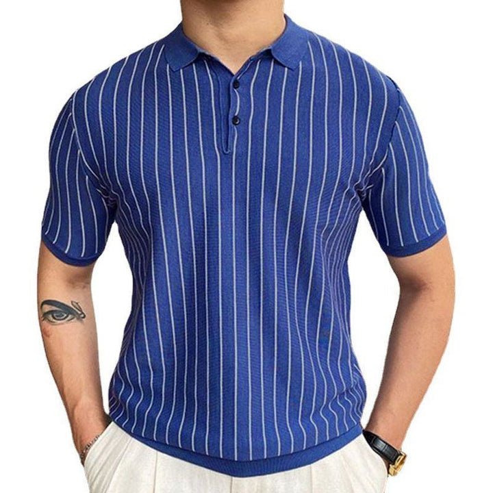 Summer New Striped Slim-fit Short Sleeve Lapel Business - Jointcorp